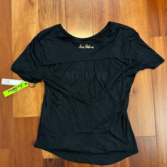 Sam Edelman BARR & BEAUTIFUL Black Short Sleeve Shirt Open Back Size Medium NEW - Picture 6 of 11